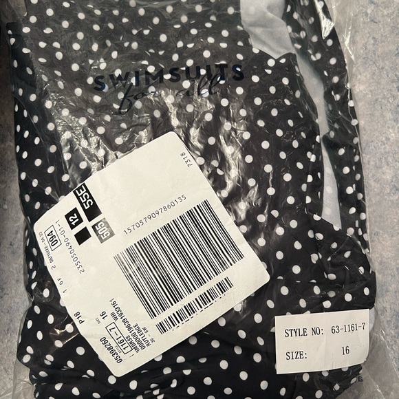 NWT Swimsuits for All Ladies Sz 16 Squareneck Black & White Polka Dot Swimdress - Picture 9 of 16